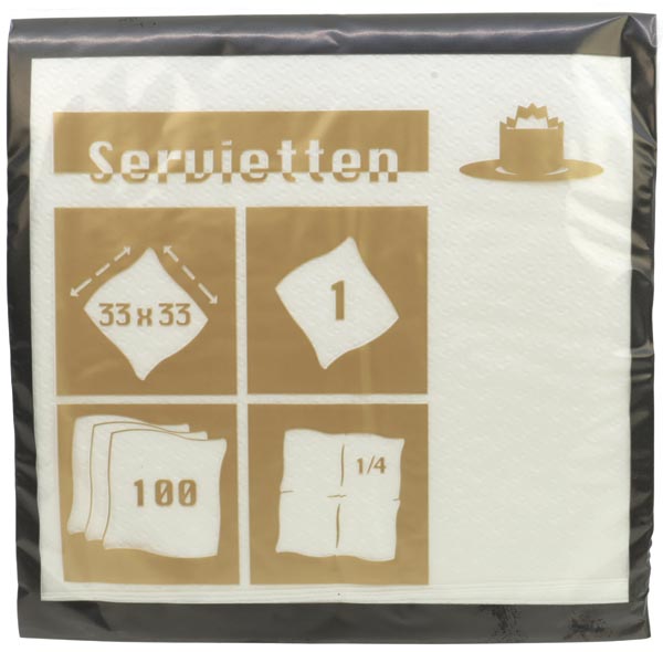 Servietten 100er 33x33cm 1-lagig weiss
