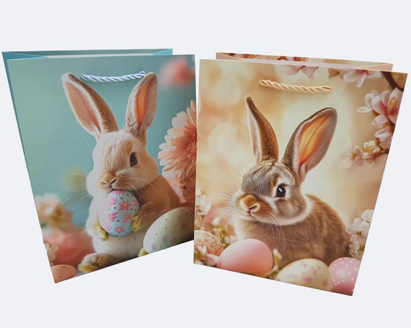 Geschenktasche Hasenmotiv, Größe XL 32x26x10cm, matt, mit