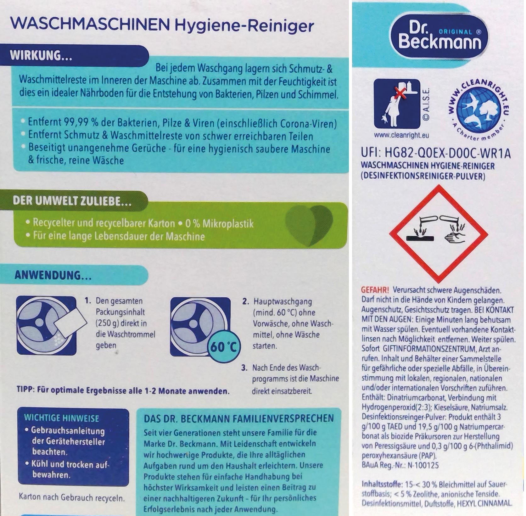 Dr. Beckmann Waschm. Hygienereiniger 250g