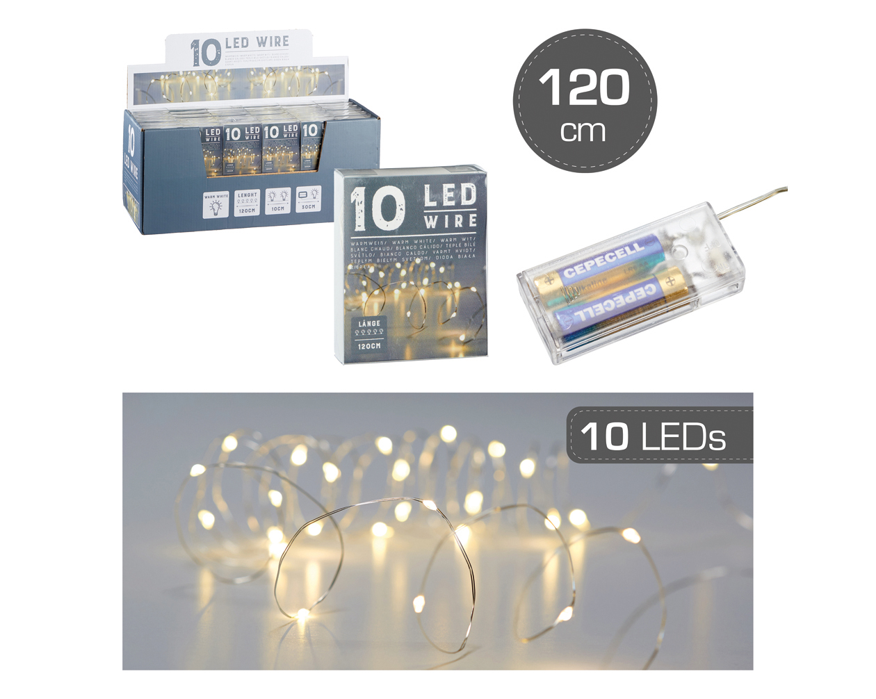 Guirlande lumineuse fil/micro, 10 LED, 120cm