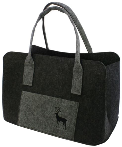 Filztasche XL zur Aufbewahrung 6/s 38x26x26cm, 3mm, Öko Tex, Frontfach inkl. Sti