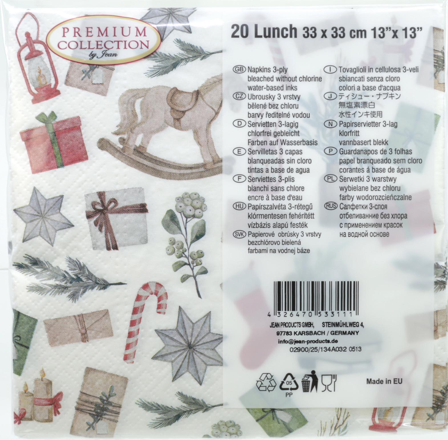 Napkins 20 pieces, 3-ply 33x33cm, antique mix designs,