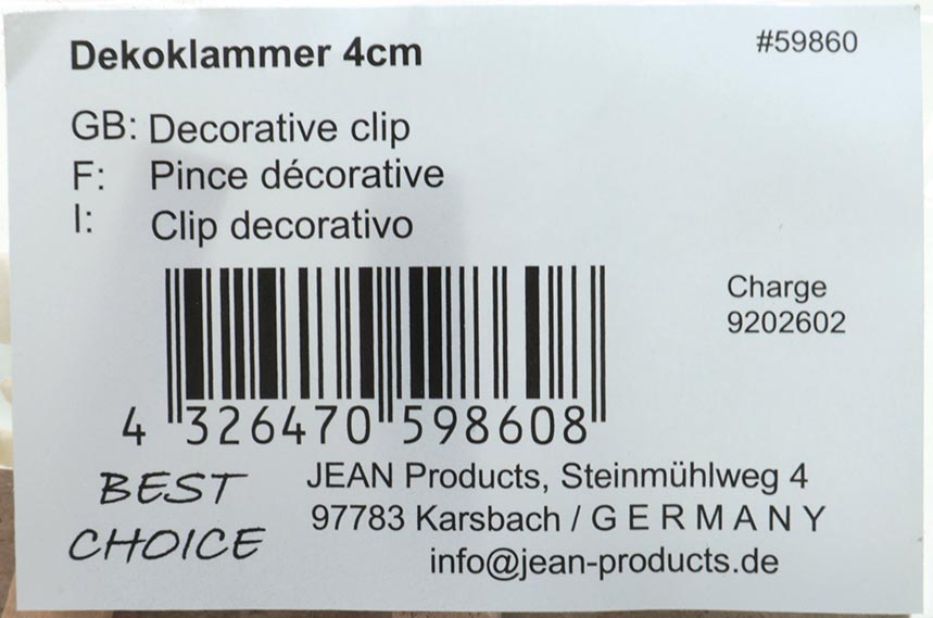 Dekoklammer mit Applikation 6er Set, je