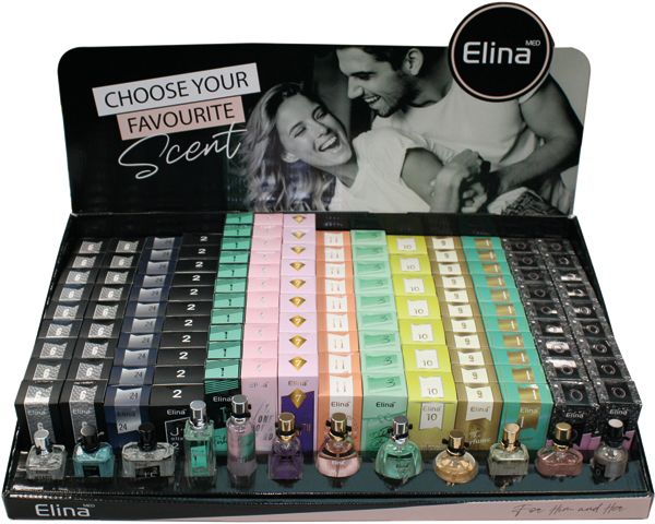 Perfume Elina 15ml Display-2, 136pcs 12 ass.