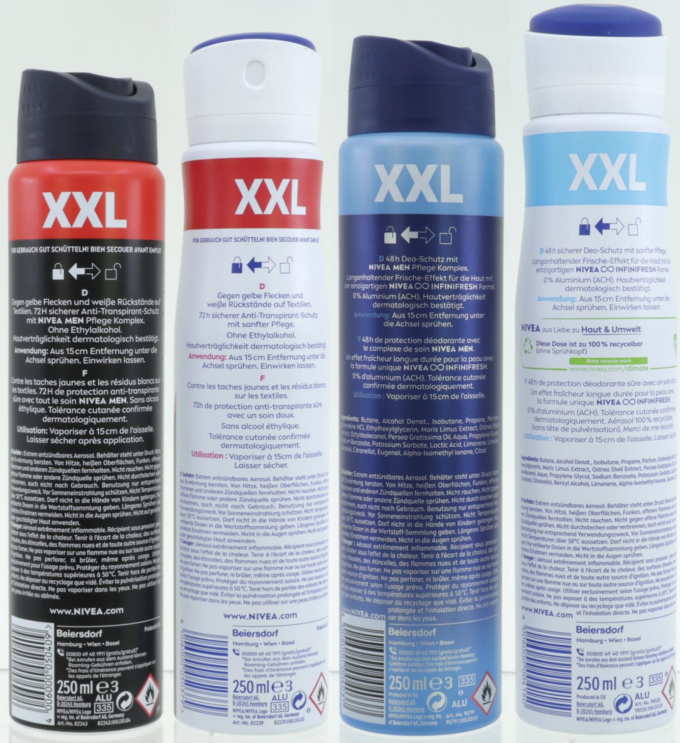 Nivea Deospray XXL 250ml 20er Mixkarton 4fach