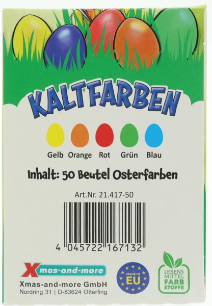 Oster-Kaltfarben 5er, Farben sortiert im Display