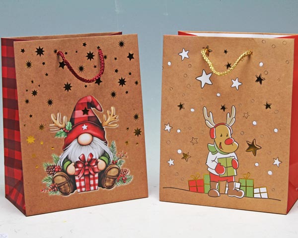 Gift bag 23x18cm, gnomes, 2 assorted colors, with beautifull