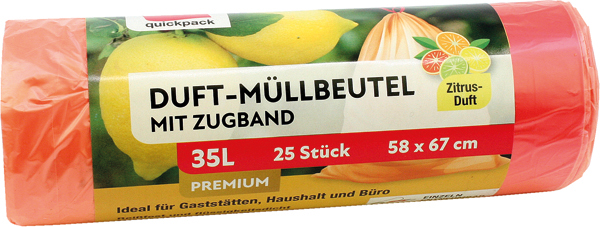 Müllbeutel 35L 58x67cm mit Duft und Zugband 25er