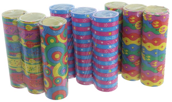 Party Luftschlangen 3er Pack, Designs sortiert