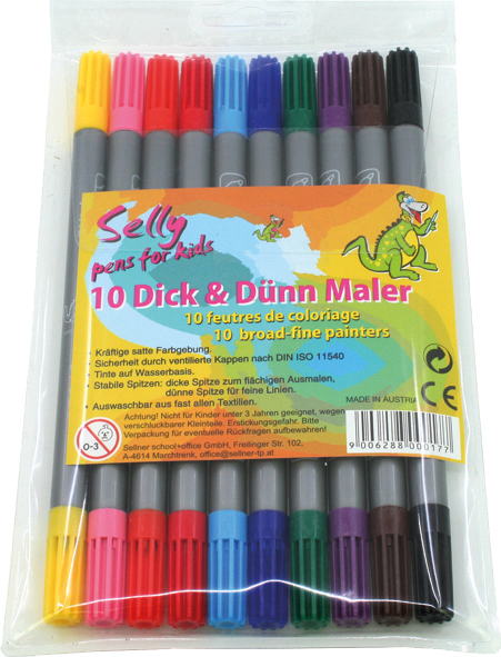 Felt Tip Pens 10PCS Selly broad + fine