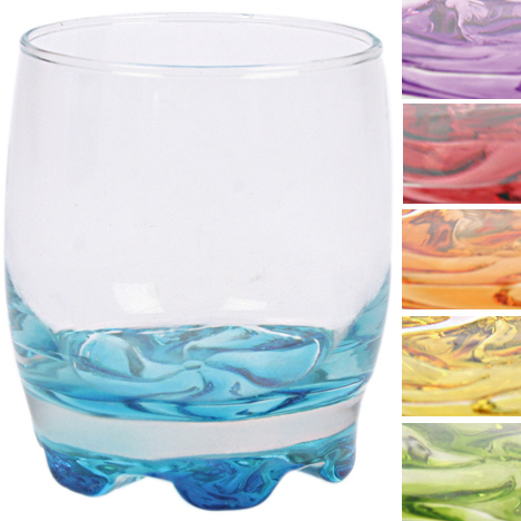 Glass Coral Juice Glass 0.2L Col. Bottom 6 Asstd.