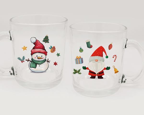 Glas Weihnachtsbecher, 300ml 11,5x9,6x8cm