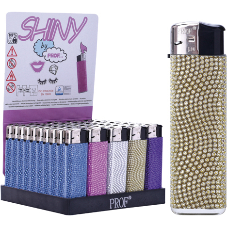 Briquet électro. Paillettes strass design, 5 ass.