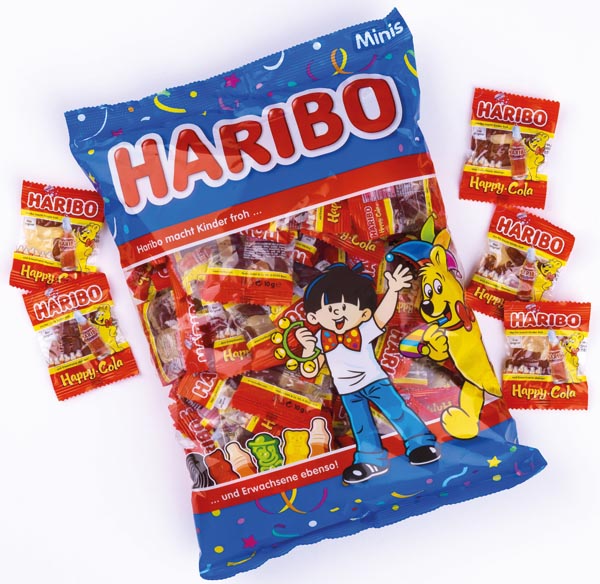 Haribo Happy Cola Minibeutel 1kg 100 Minis a 10g