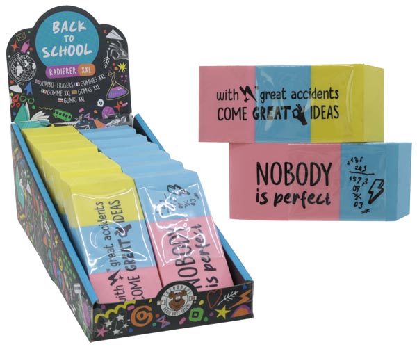 Radierer XXL 2f. sort, 12er Display 10cm