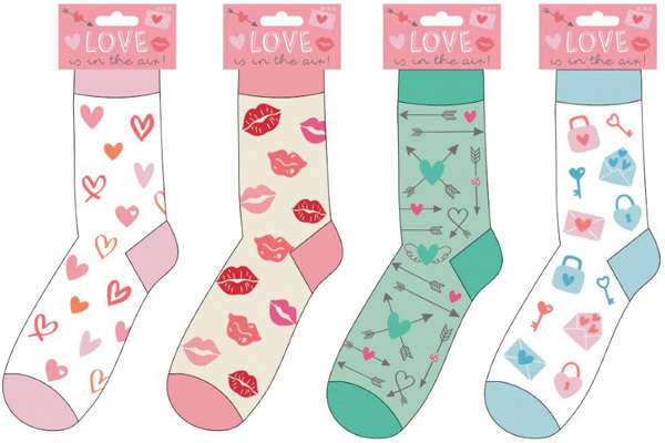 Ladies socks love 4/s Headcard 36-41 4/s Material: 65%