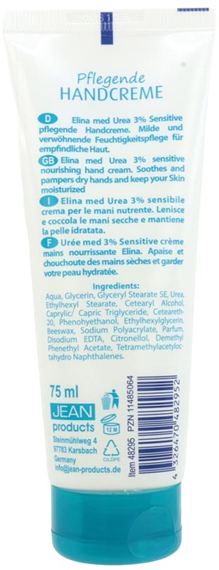 Elina Urea 3% creme pour main 75ml Sensitive