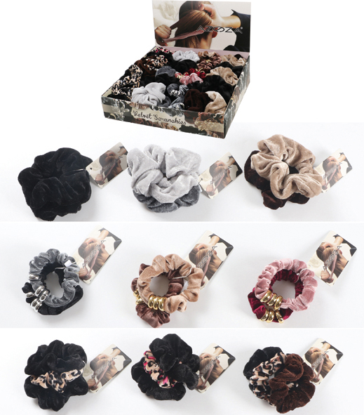 Hair Scrunchies 3fold assorted