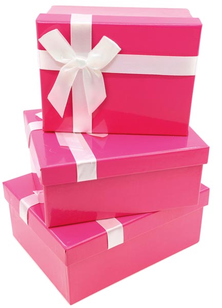 Boxes, set of 3 with a bow, great shiny surface, size A: