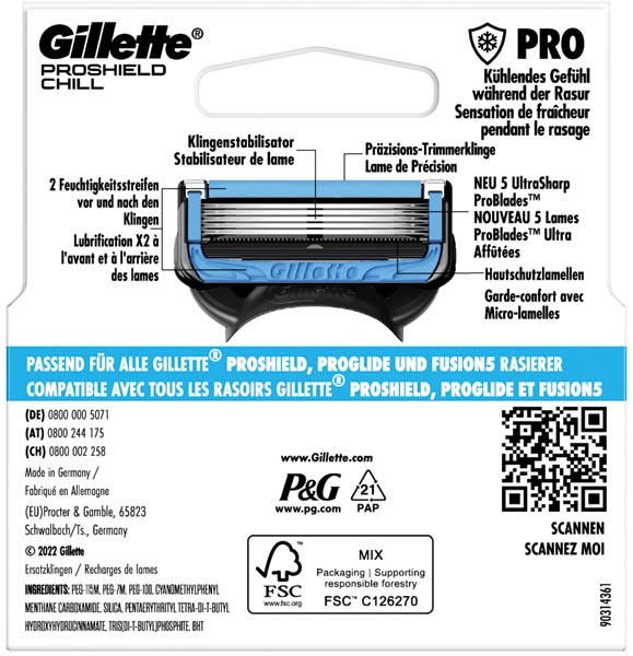 Gilette ProShield Chill 4pcs Lames