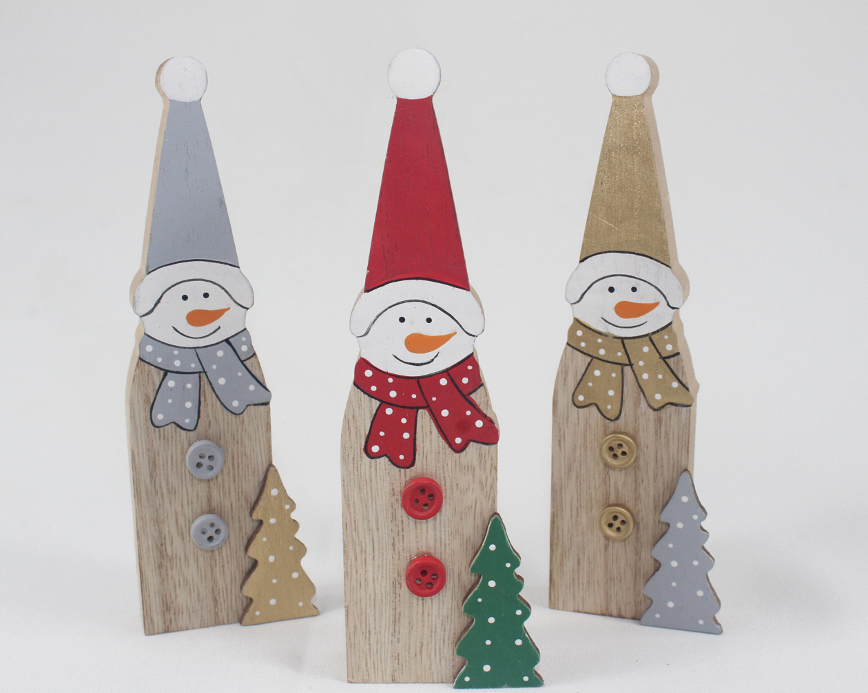 Wooden snowman XL 15x4,8x1,8cm, 3 assorted