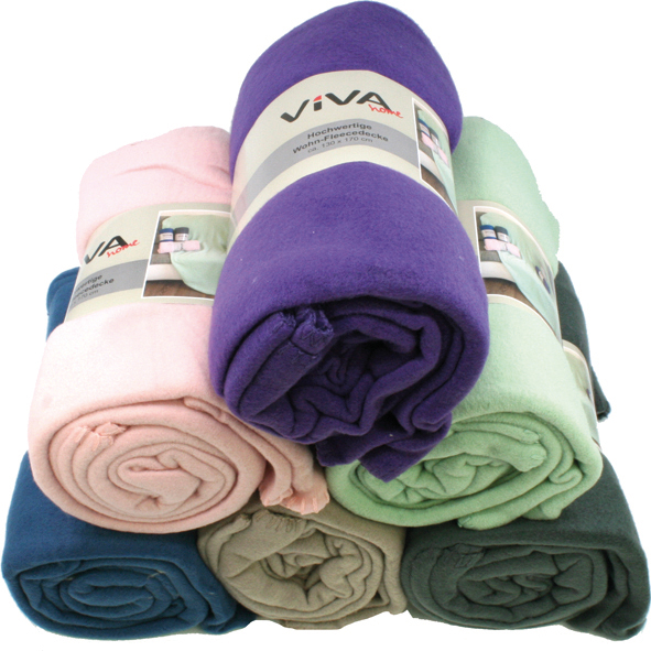 Fleece blanket plain 130 x 170 cm 6 colors assort