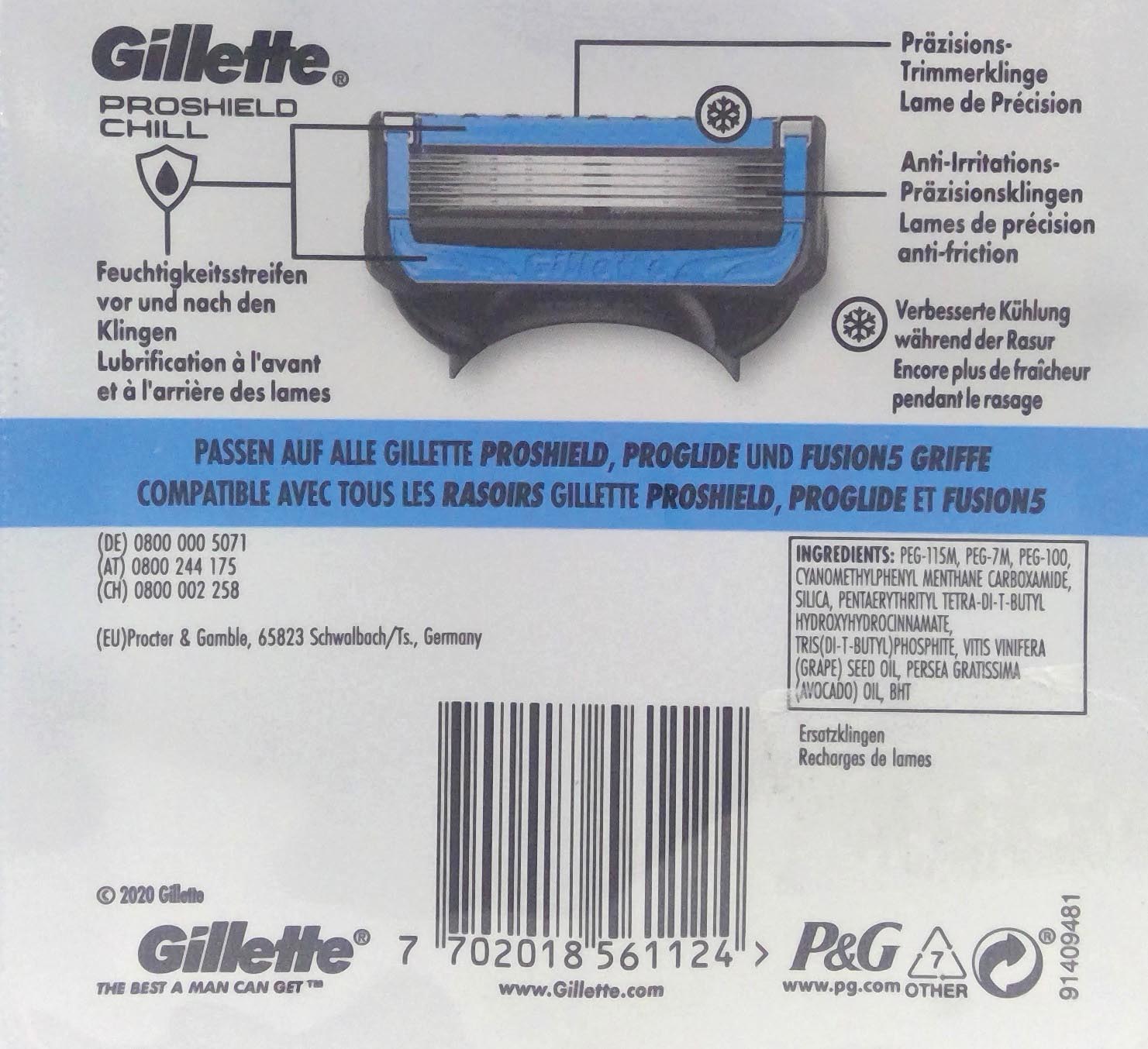 Gilette ProShield Chill 4pc Blades