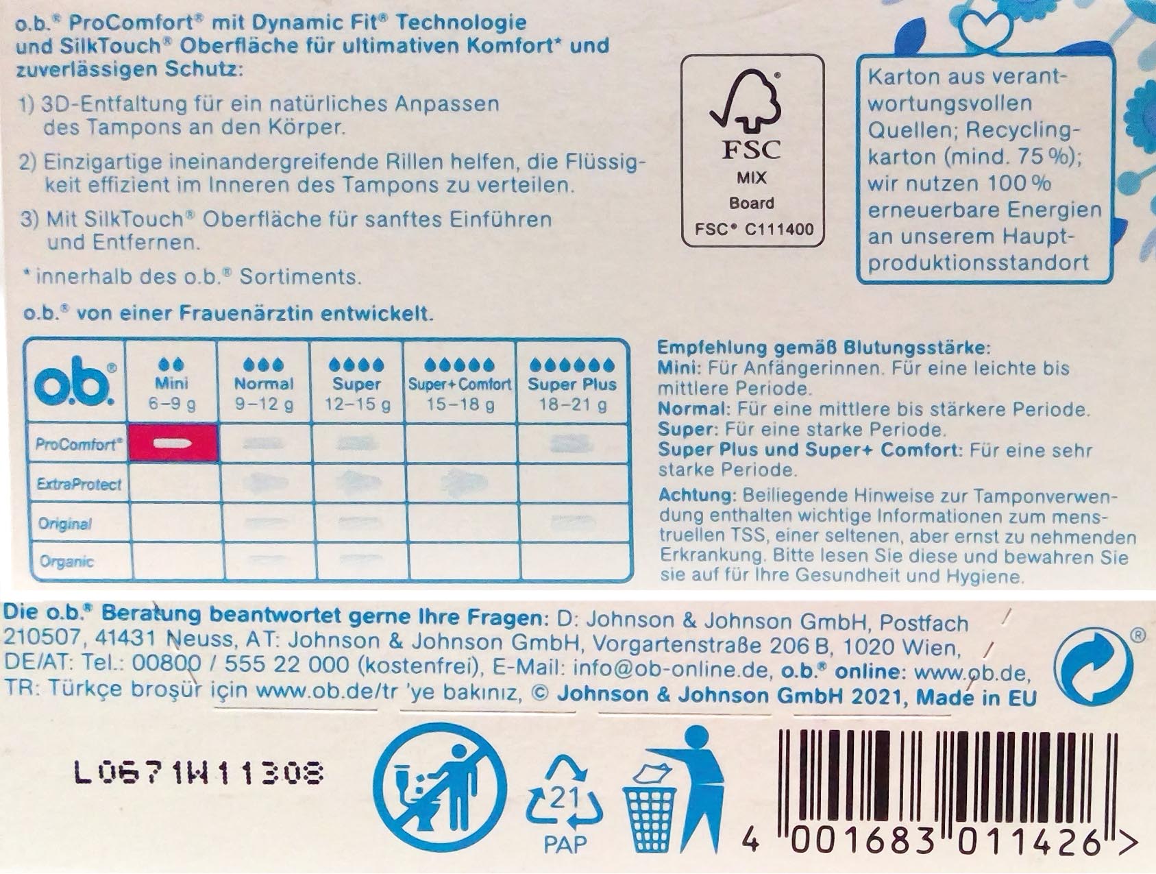 O.B. Tampons ProComfort Mini 16pcs