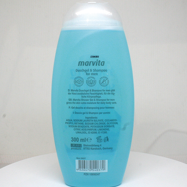 Gel douche Marvita 300ml for Men 2in1 Hair & Body