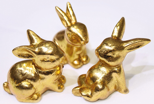 Goldener Hase 6x5,7x3,7cm aus feinstem Kunstharz