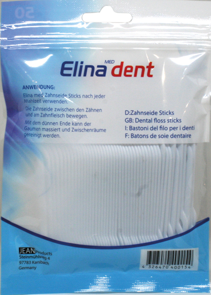 Dental Floss Sticks Elina 8cm 50pc Resealable Bag