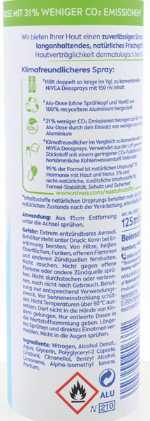 Nivea Deo Spray 125ml Eco Fresh blue