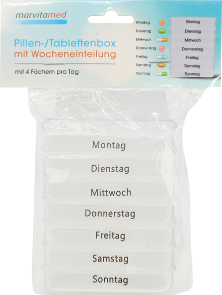 Pillen-/Tablettenbox 9,5x7,5x4,2cm transparent