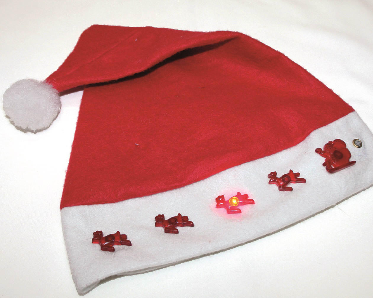 Felt Santa hat with light incl. batt. 46x30cm