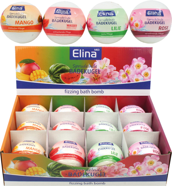 Bombe de bain Elina 180g, 4 assortis en