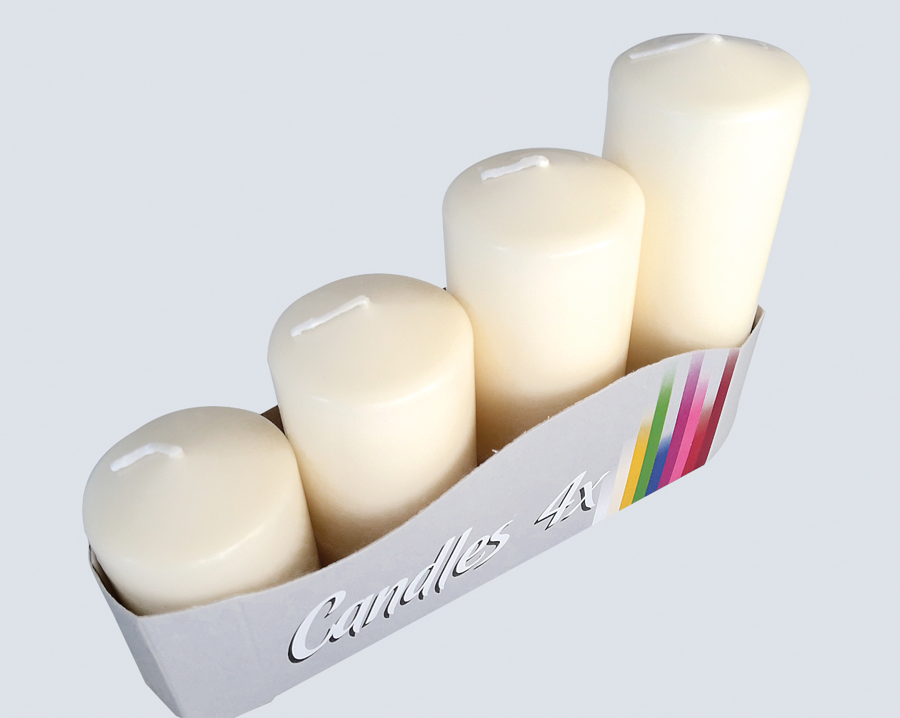 Pillar candles set of 4, 4 sizes assorted cream