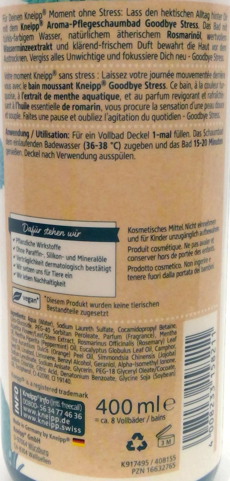 Kneipp Aroma Schaumbad 400ml Goodbye Stress