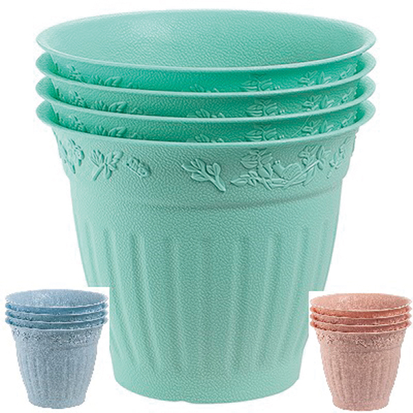 Flower pot set of 4! 10 cm round, made of plastic