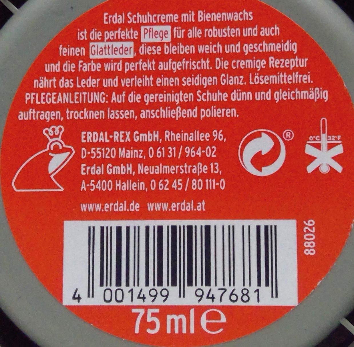 ERDAL Schuhcreme Dose schwarz 75ml