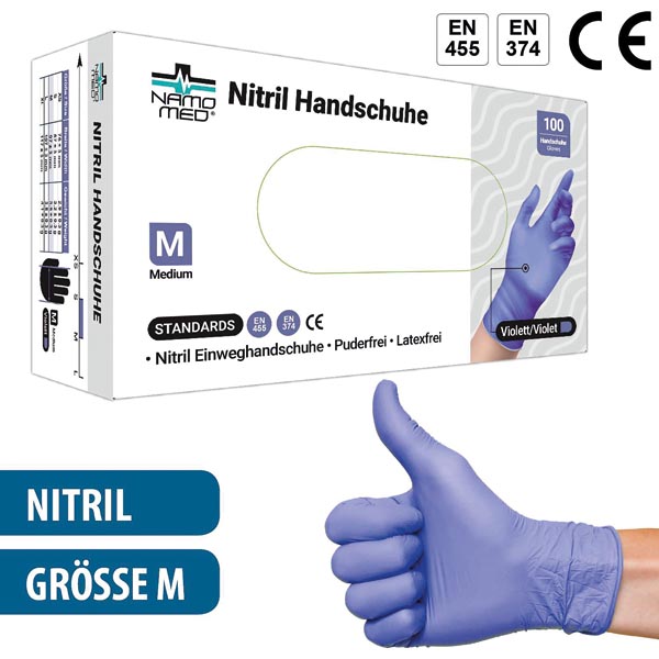 Einweghandschuhe Nitril 100er Größe M blau