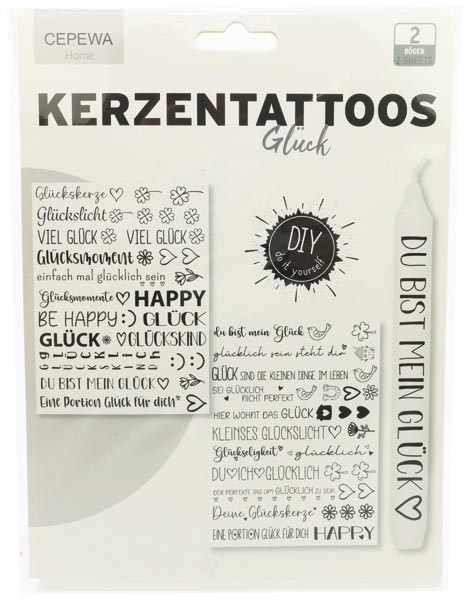 Candle tattoos luck, set of 2 candle tattoos in a 24-piece