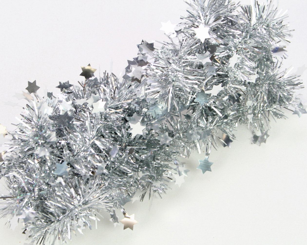 Garland silver stars 200x4cm, with metal wire