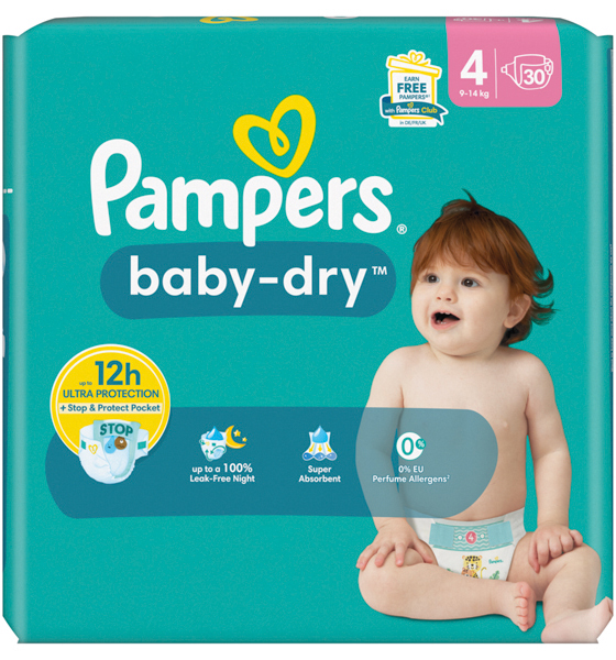 Pampers Baby Dry Taille 4 Maxi (9-14kg) 30 pcs