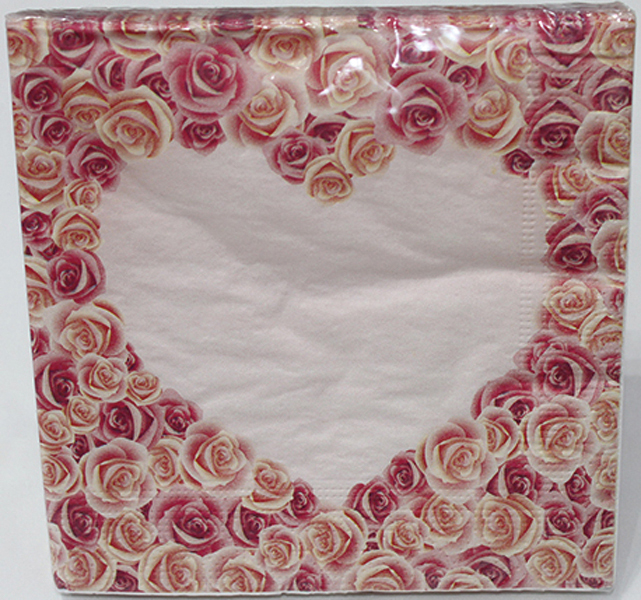 Premium bunny motif napkins with a rose border, 33x33cm,