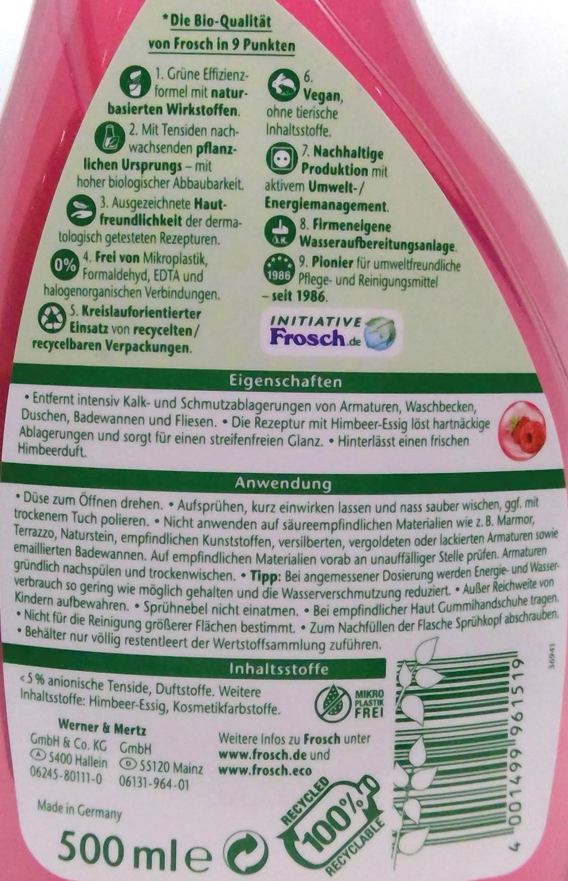 Frosch Himbeer Essig Anti Kalk 500ml