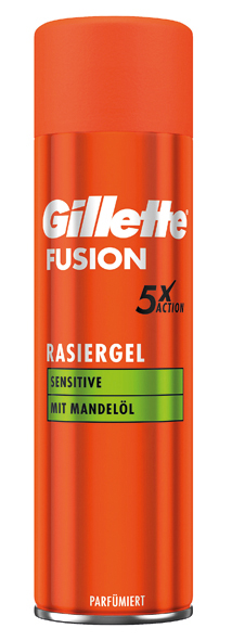 Gilette Fushion gel à raser 200ml sensitif peau