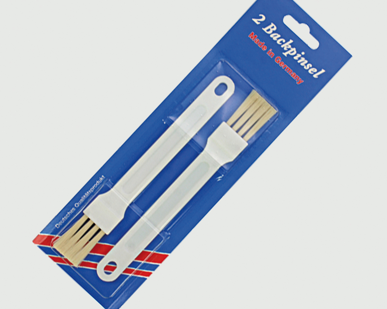 Pastry brush set of 2 on card, with white handle