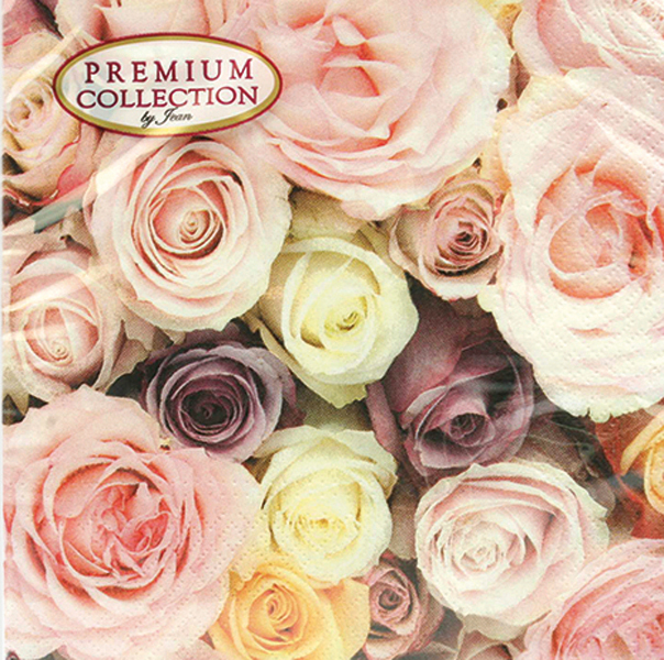 Serviettes premium 20 pièces 33x33cm bouquet de