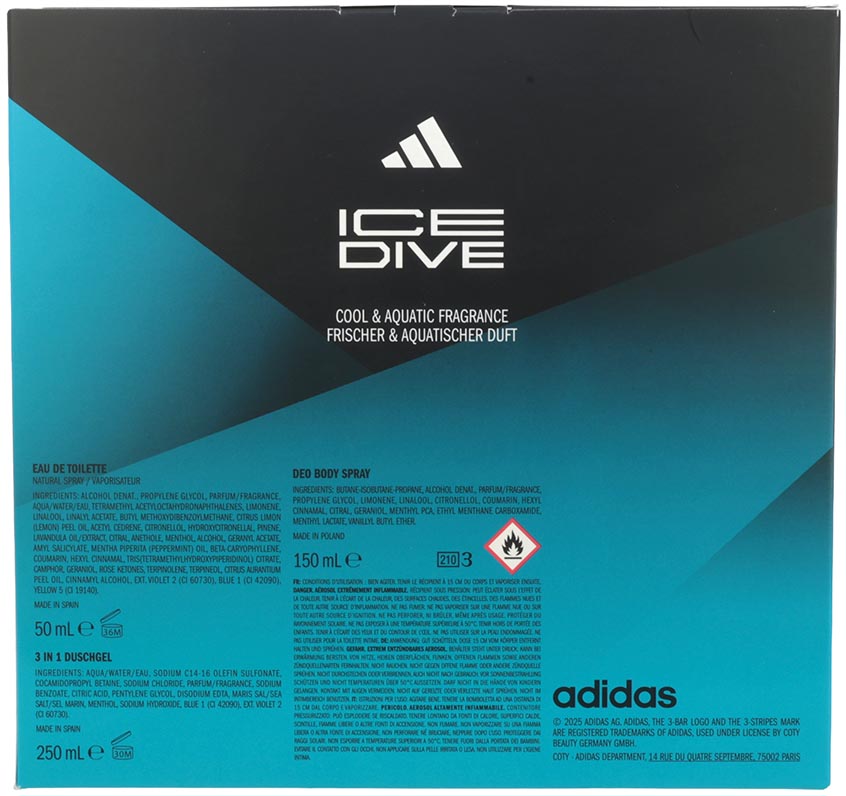 Adidas GP EdT 50ml + Deo 150ml + Dusch 250ml Ice