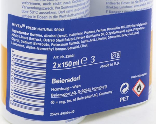 Nivea Déodorant 2x150ml fresh natural